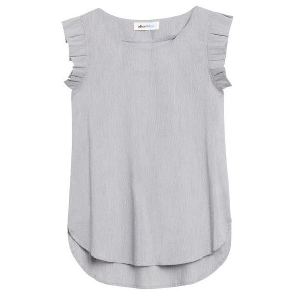 Alice Blue Tops - NWOT Flutter pleated cap sleeve striped blouse